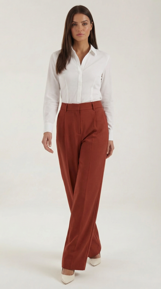 Wide-Leg Tailored Trousers – Refined High-Rise Silhouette | Hazel