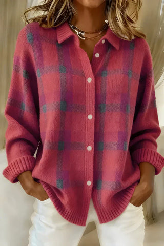 Classic plaid knit everyday cardigan for women | Denise