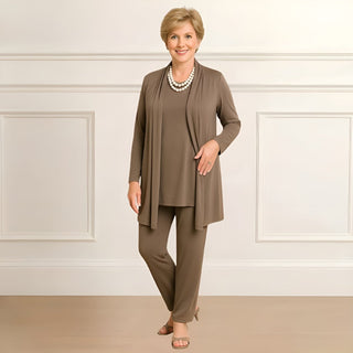 Three-piece cardigan, top and pants set for women | Rosy
