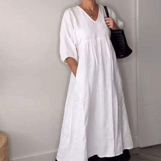 Comfortable chic V-neck everyday dress for women | Wylla