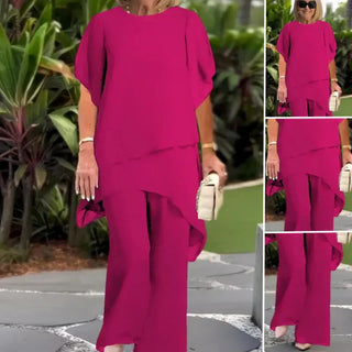 Chic irregular top and trousers set for women | Herlene