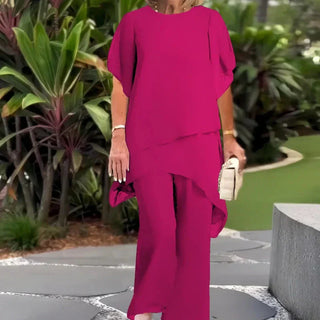 Chic irregular top and trousers set for women | Herlene