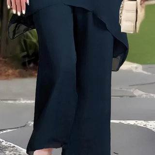 Chic irregular top and trousers set for women | Herlene