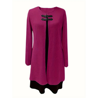 Elegant A-line knee-length two-piece effect dress for women