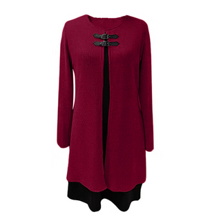Elegant A-line knee-length two-piece effect dress for women