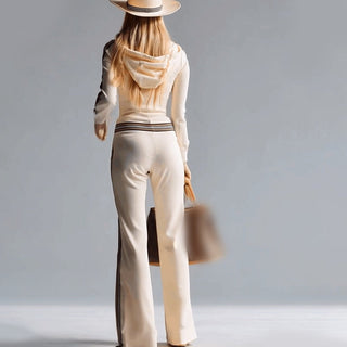Chic sport-luxe hooded everyday jumpsuit for women