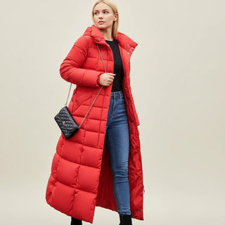 Quilted Hooded Belted Maxi Puffer Jacket | Avalenne