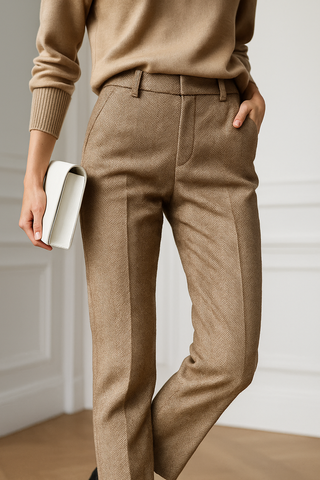 Torino Classic High-Waist Wool Blend Trousers | Elvara