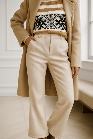 Torino Classic High-Waist Wool Blend Trousers | Elvara